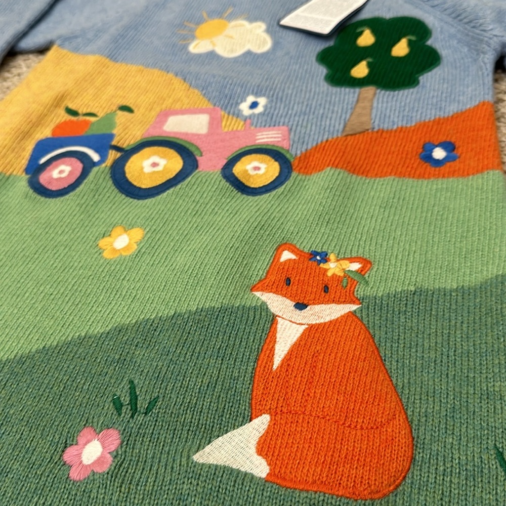 🆕NWT 🍄Jojo Maman Bebe’ 5t knitted applique’ sweater dress. HTF so soft. - Picture 5 of 10
